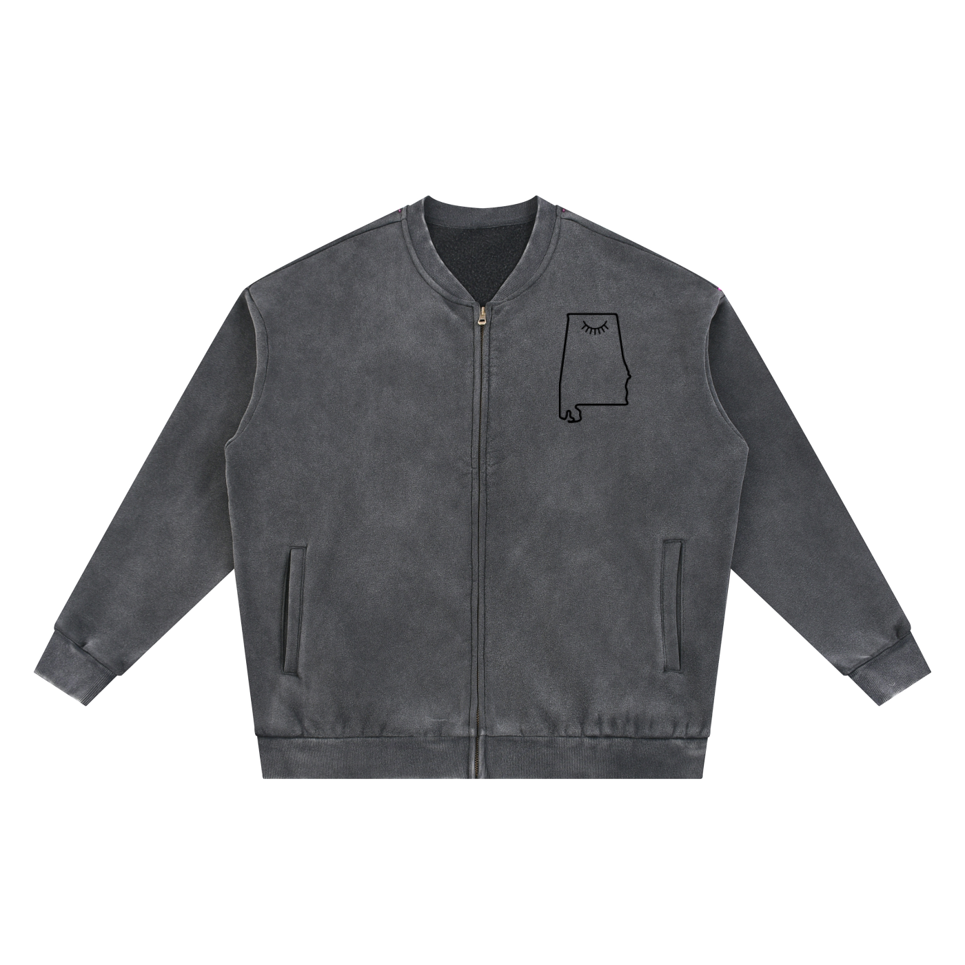 Vintage Washed Fleece Baseball Jacket