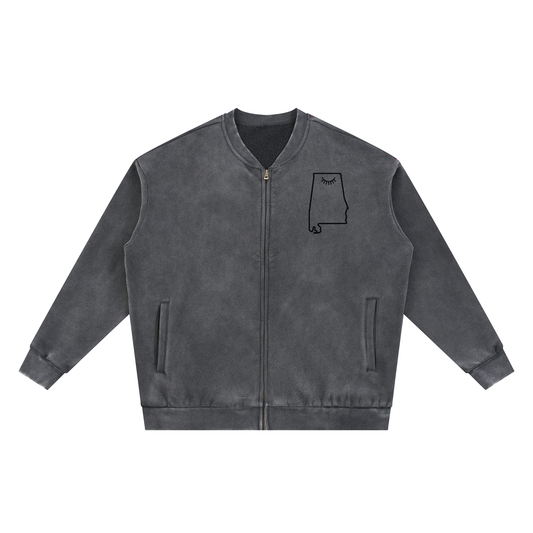 Vintage Washed Fleece Baseball Jacket