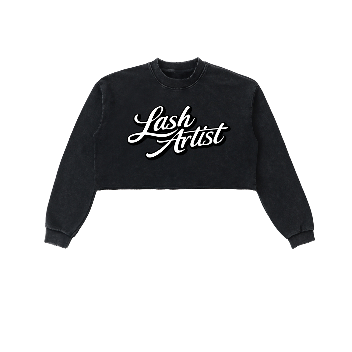 Snow Washed Raw Edge Cropped Sweatshirt