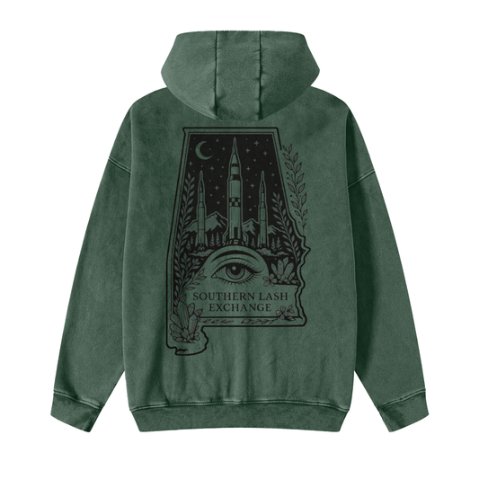 Snow Washed Zip-Through Fleece Hoodie